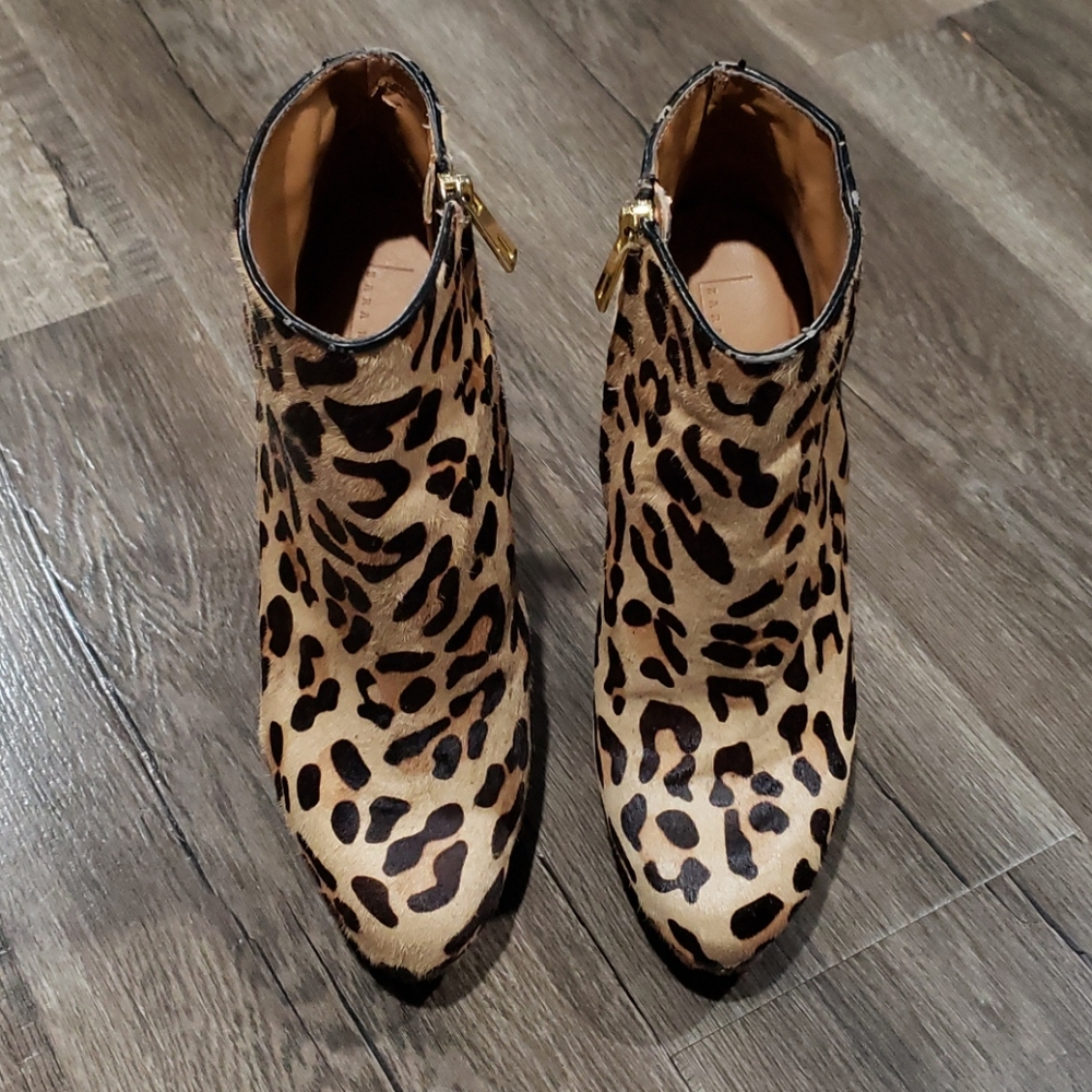Zara Pony Hair Leopard Booties